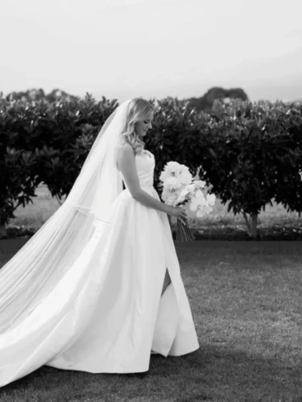 Satin Trim Cathedral Long Wedding Veil